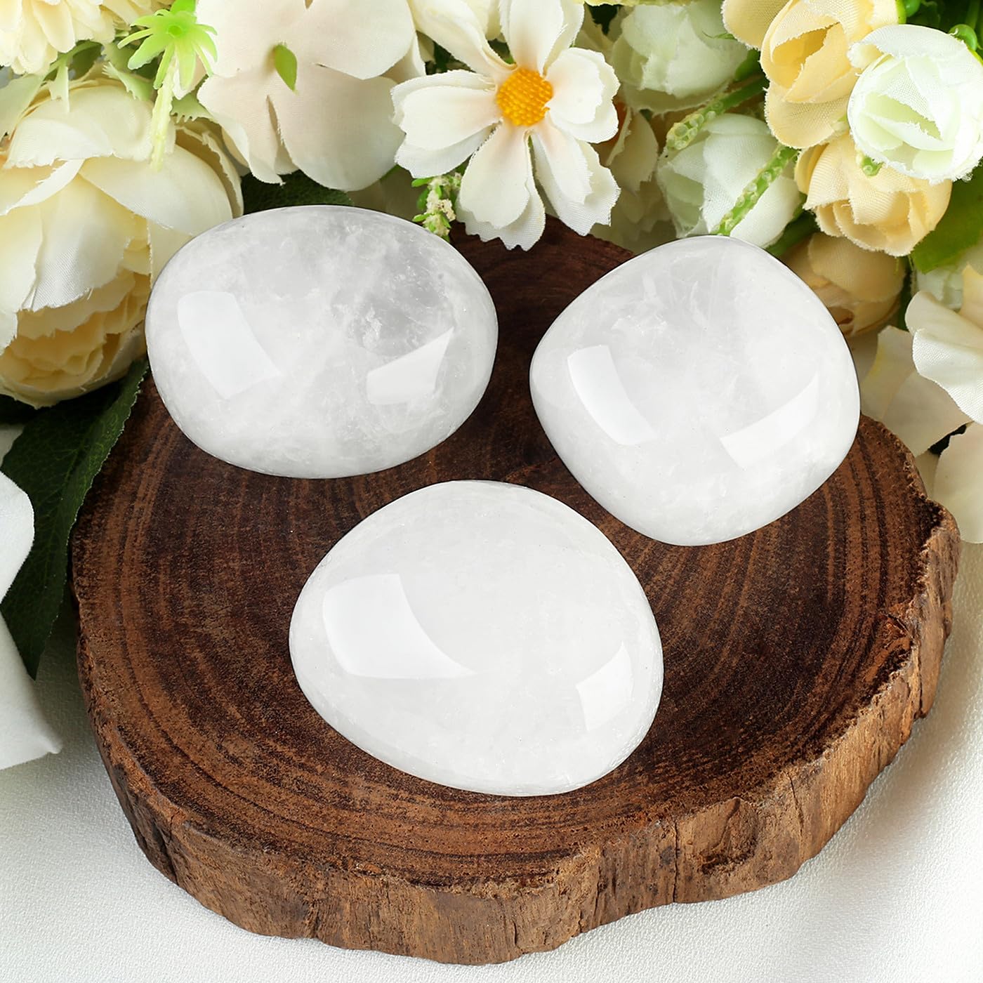 MAIBAOTA 1.6-2.0'' Clear Quartz Crystal Large Quartz Crystals Reiki Natural Tumbled White Polished Stones for Energy Witchcraft