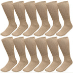 Falari Physicians Approved Diabetic Socks Crew Unisex 3, 6 or 12-Pack (10-13, 12 Pairs Khaki)