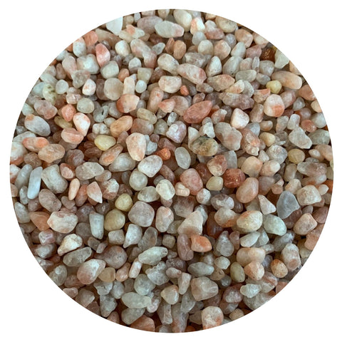 GAF TREASURES 2 oz Lot Natural Semi Tumbled Gemstone Chips, Crushed Mini Crystals, Undrilled Crystal Chips (Sunstone)
