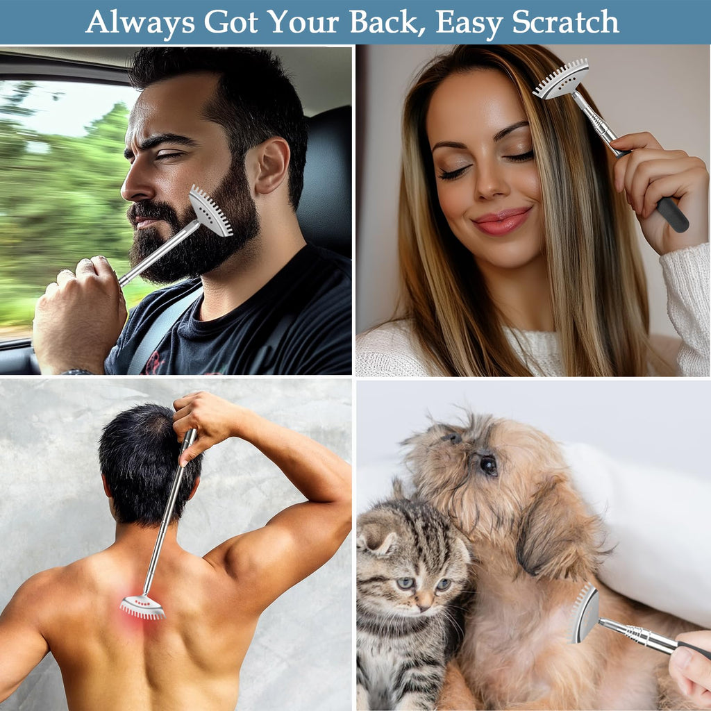 Svjetiq Oversized Extendable Back Scratcher for Men Women Adults, 2 Pack Different-Sizes Telescoping Back Massager, Men Gadgets
