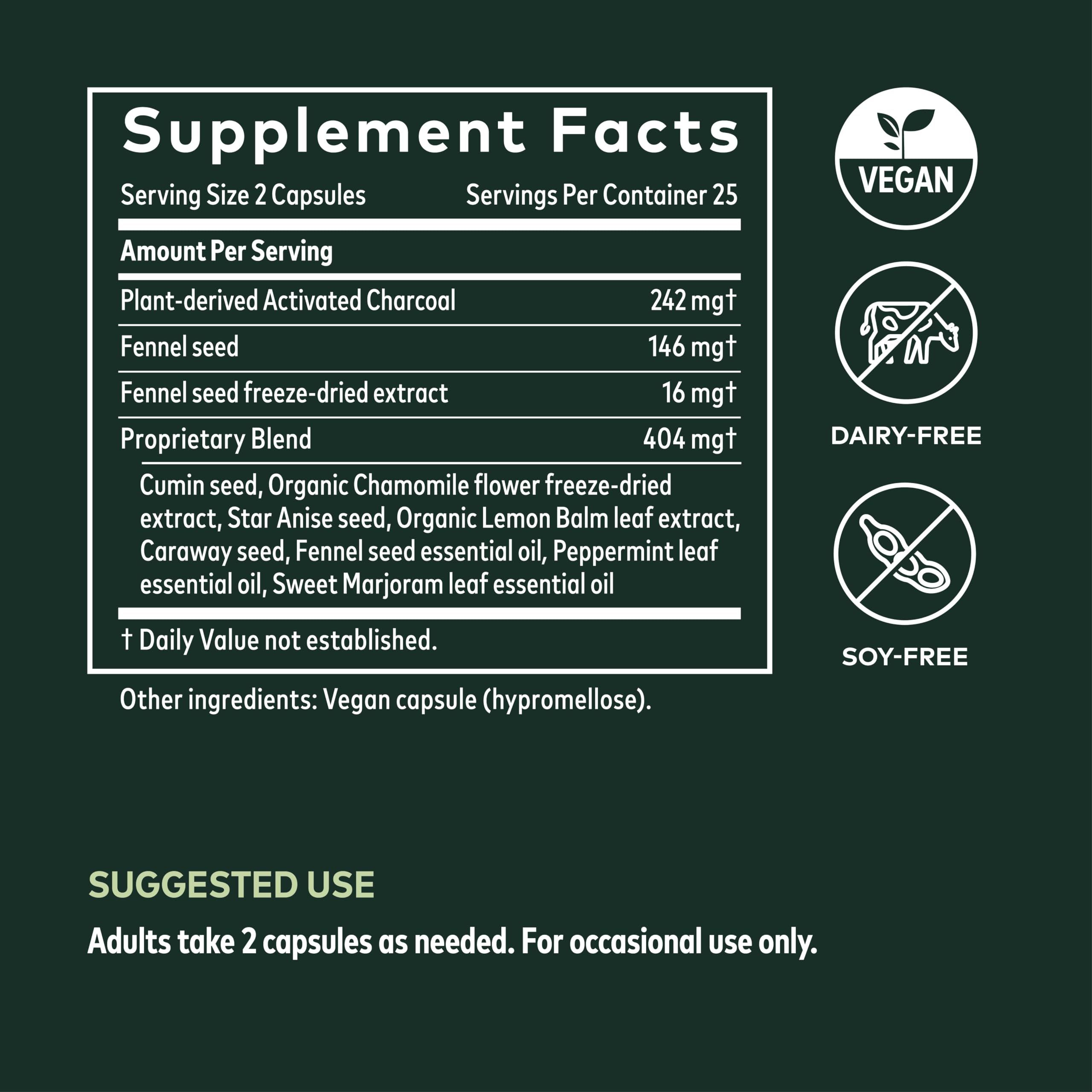 Gaia Herbs Gas & Bloating - Provides Relief from Occasional Gas and Bloating - with Activated Charcoal, Fennel, Chamomile, Cumin