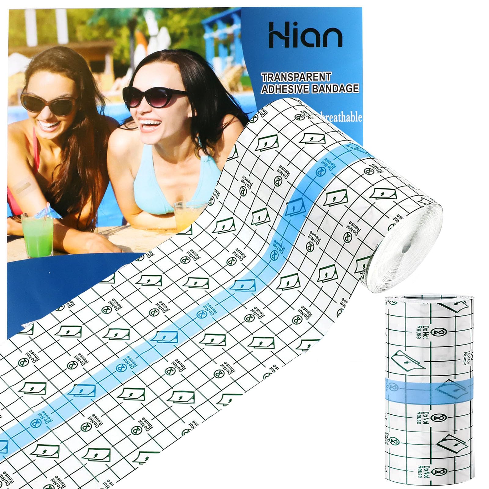 Hion Tattoo Aftercare Waterproof Bandage Transparent Film Dressing 2 Inch x 5.5 Yard Roll Tattoo Cover Up Tape Second Skin Adhes