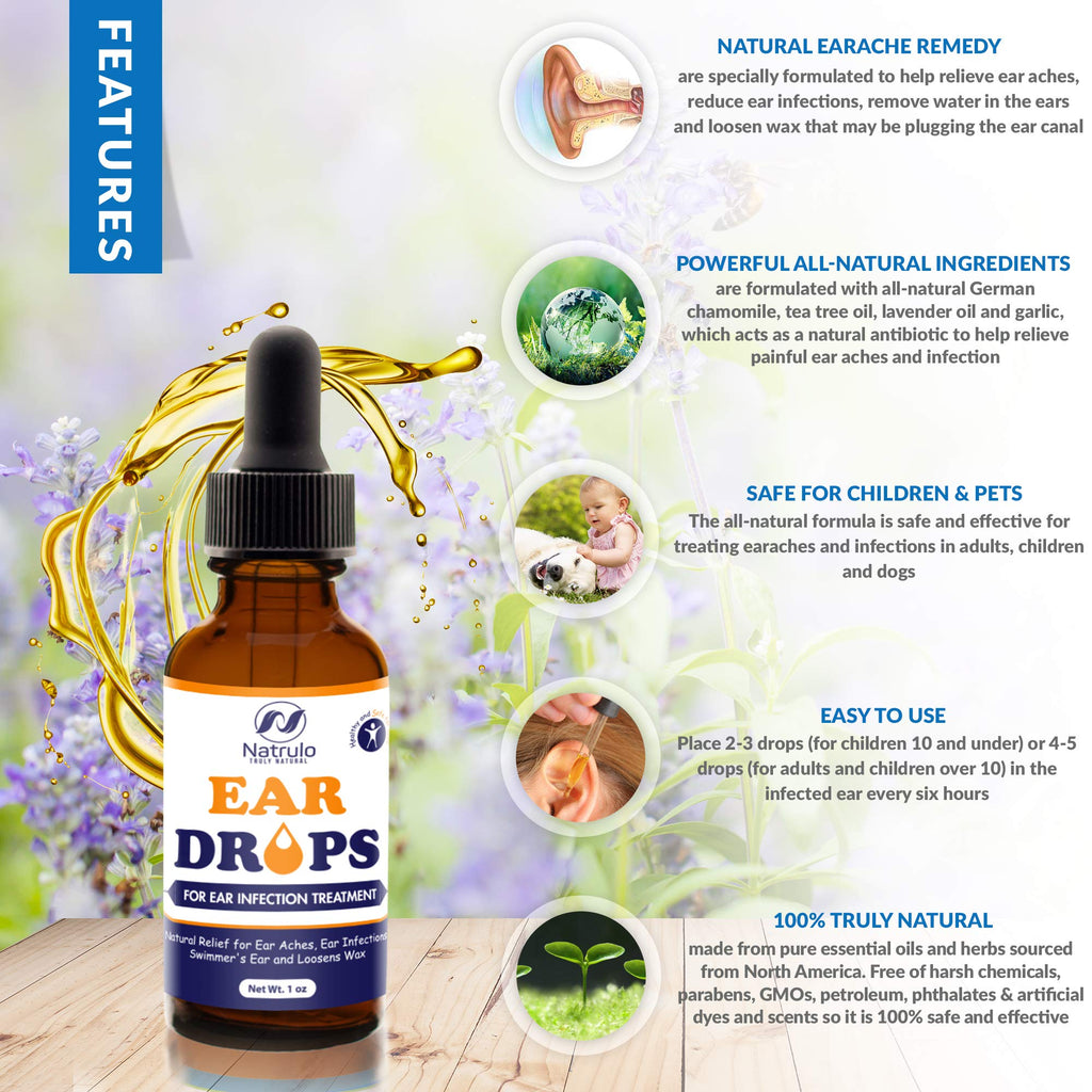 Natural Ear Drops for Ear Infection - Herbal Eardrops for Adults, Children & Pets - Soothes Discomfort, Ear Aches, Itchy Ears, S
