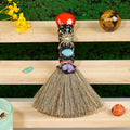 Natural Red Agate Magic Witch Broom - Handmade Healing Crystal for Energy Cleansing, Space Purification & Reiki Healing - Spirit