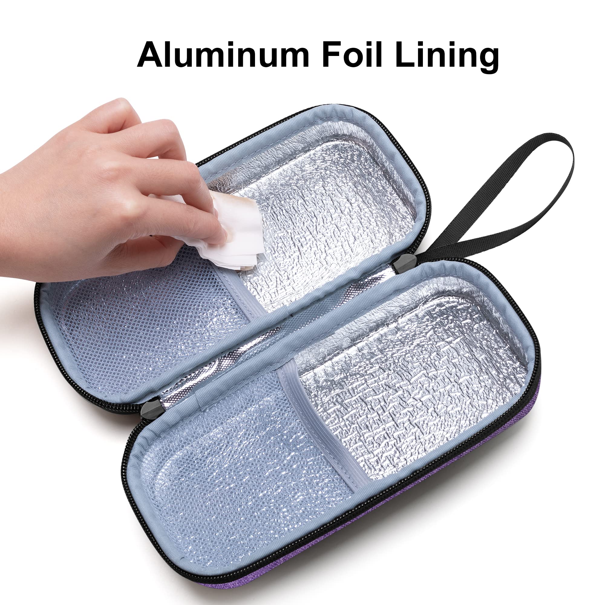 BAFASO Hard Insulin Cooler Travel Case with 2 Ice Packs, Insulin Travel Case for Insulin Pens and Diabetic Supplies, Purple