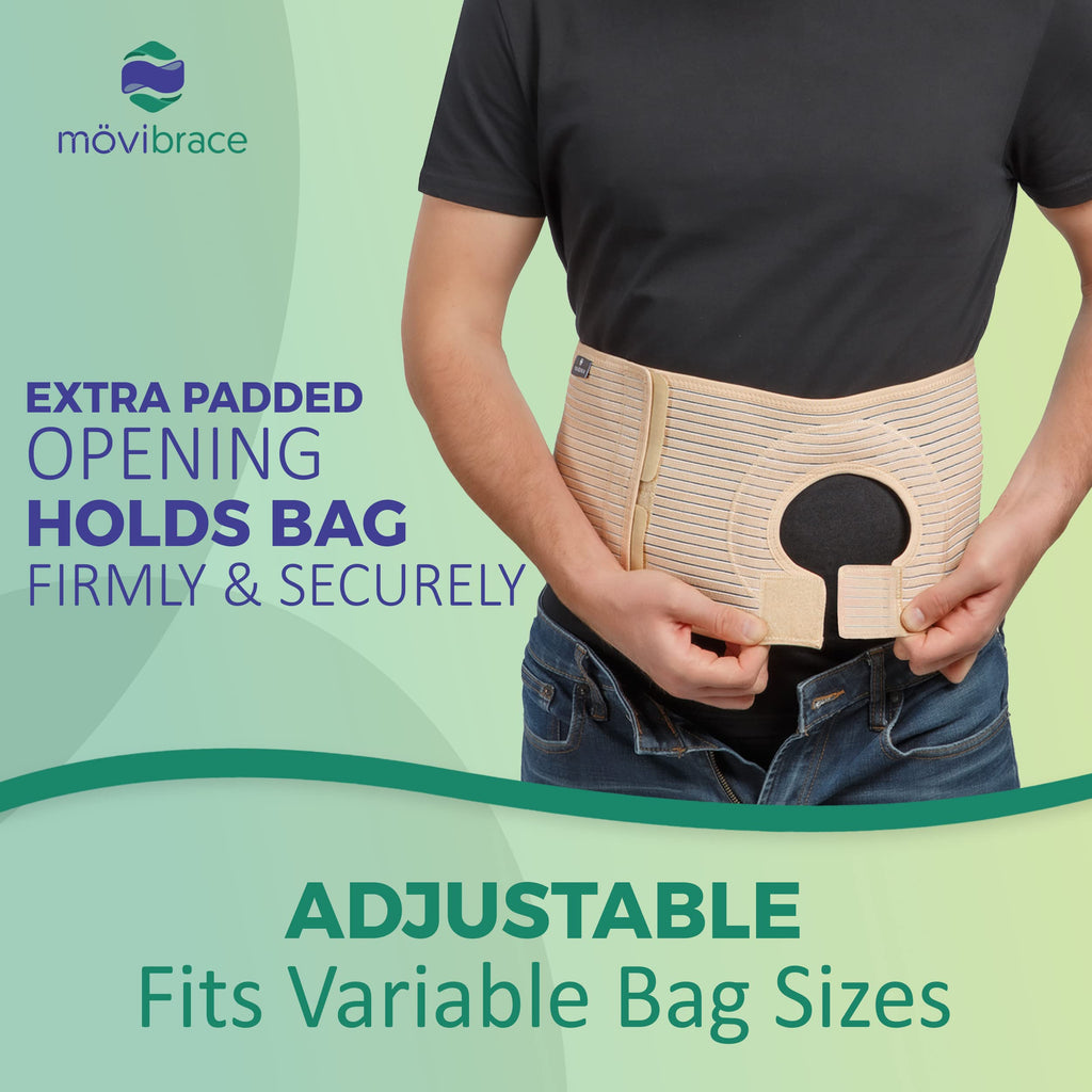 Movibrace Abdominal Ostomy Belt for Post-Operative Care after Colostomy or Ileostomy Surgery Unisex Abdomen (Medium, Beige)