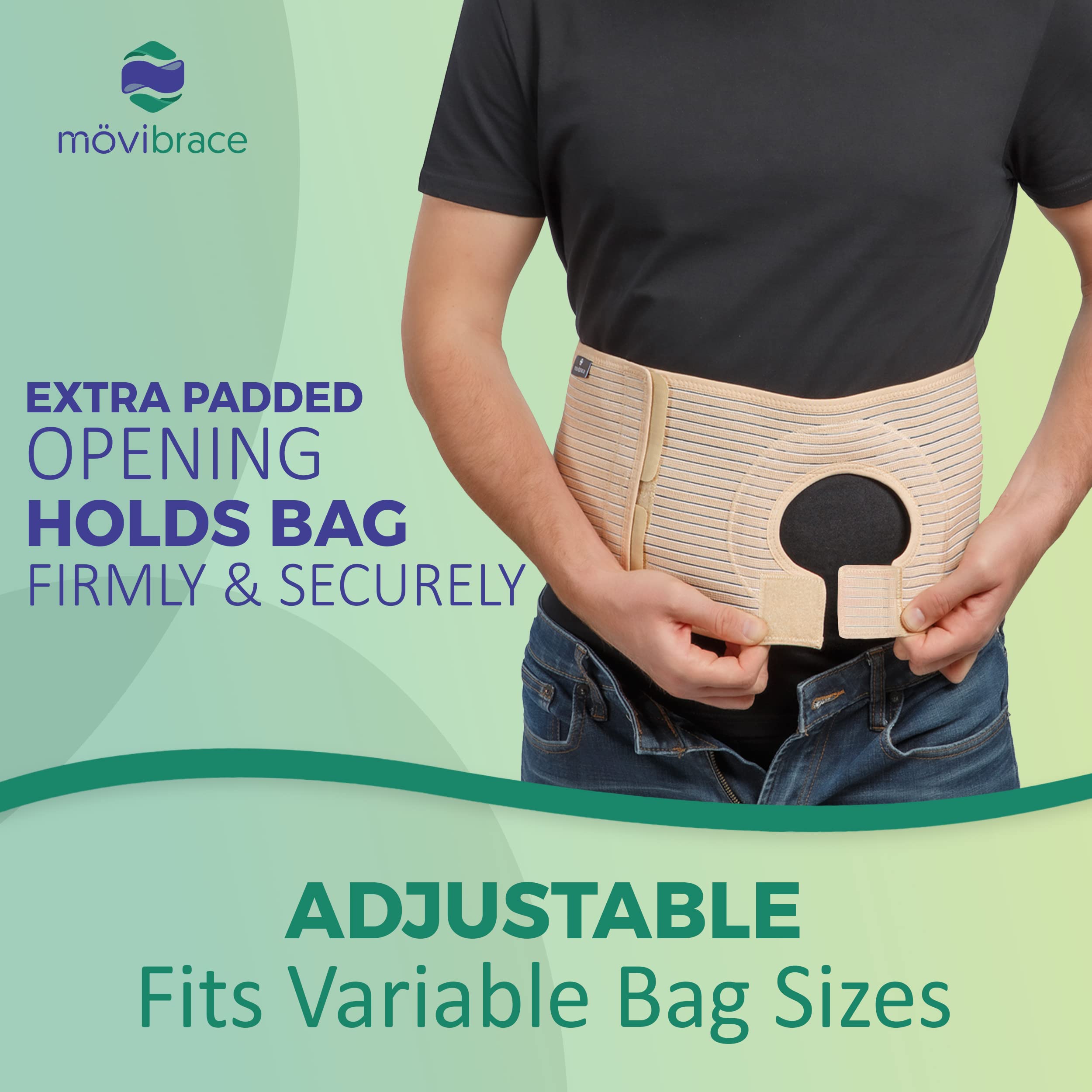 Movibrace Abdominal Ostomy Belt for Post-Operative Care after Colostomy or Ileostomy Surgery Unisex Abdomen (Medium, Beige)
