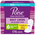 Poise Daily Liners, Incontinence Panty Liners, 2 Drop Very Light Absorbency, Long Length, 176 Count of Pantiliners (4 Packs of 4