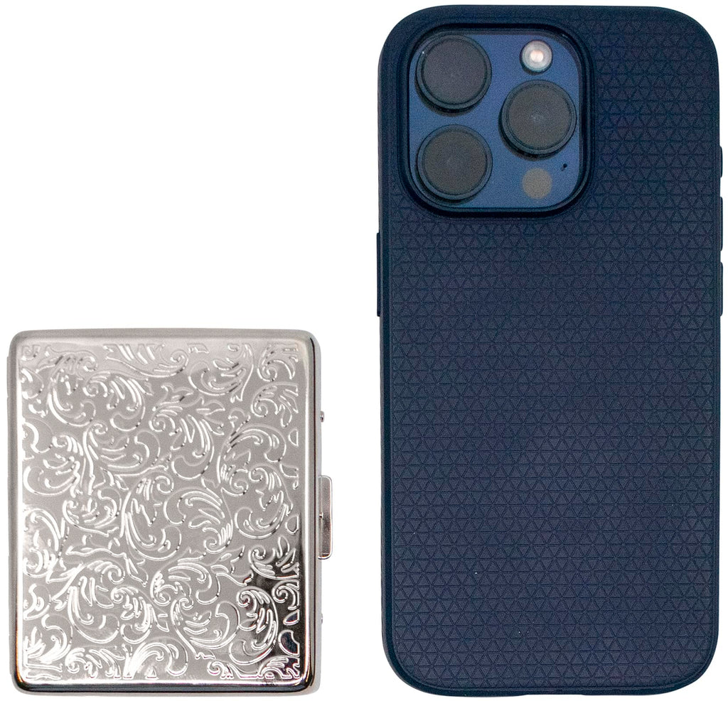 Set of 2 Metal-Plated Weekly (7-Day) Pill Box Case & Portable Medicine Organizer (Silver Victorian)