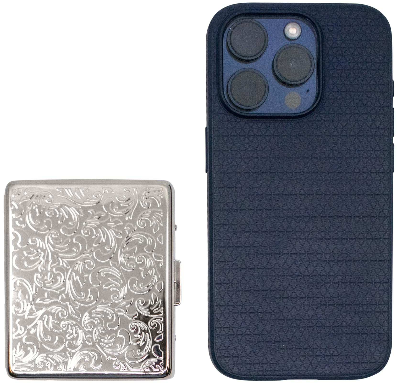 Set of 2 Metal-Plated Weekly (7-Day) Pill Box Case & Portable Medicine Organizer (Silver Victorian)