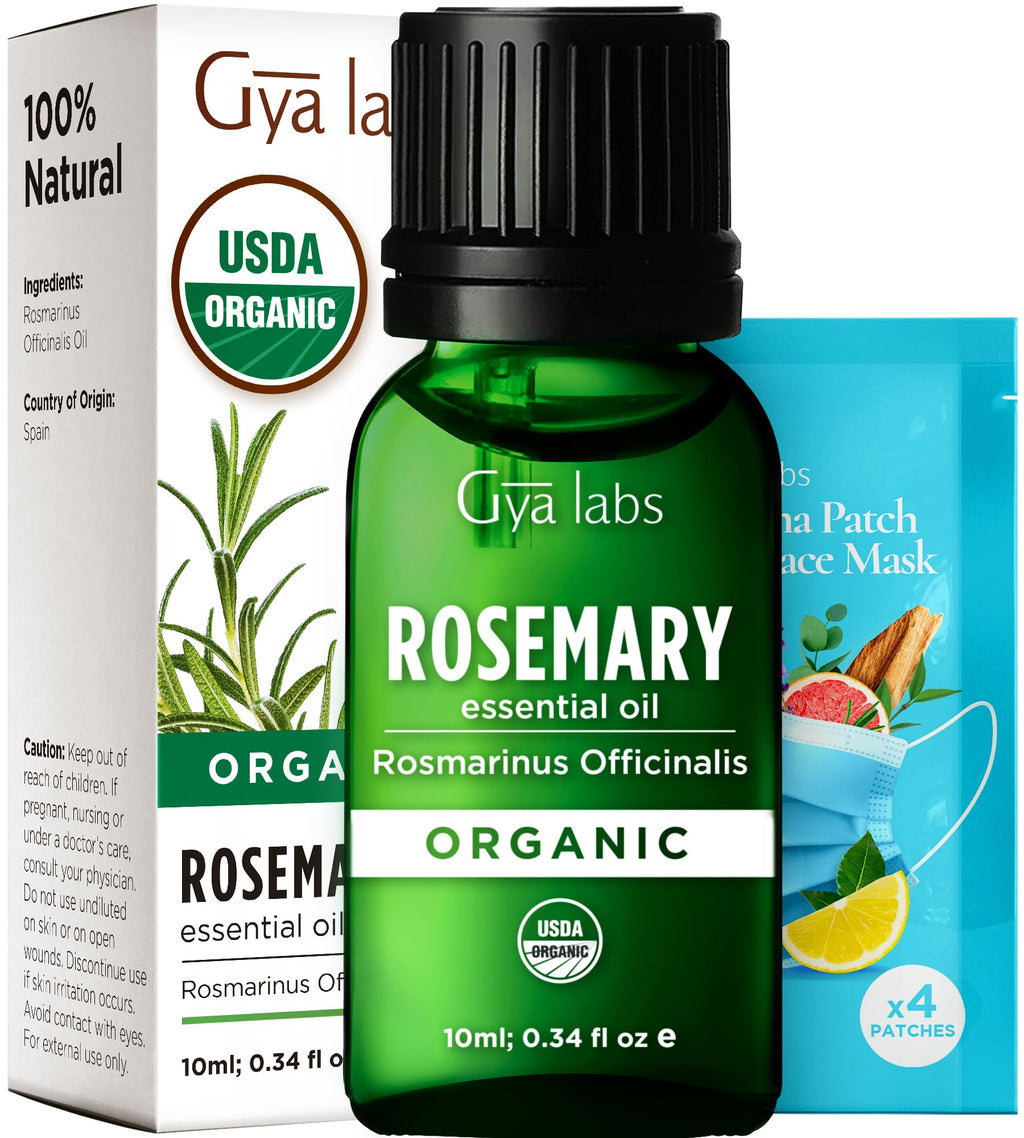 Gya Labs Organic Rosemary Essential Oil for Hair & Scalp - 100% Pure Natural Rosemary Oil Organic for Skin & Diffuser - Natural 