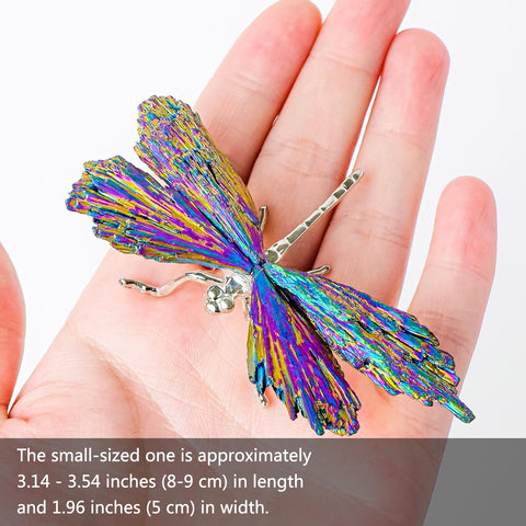 RJINGSHI Dragonfly Decor Tourmaline Crystal Statue Natural Electroplated Blue Collection Natural Home Decor Healing Blue Crystal