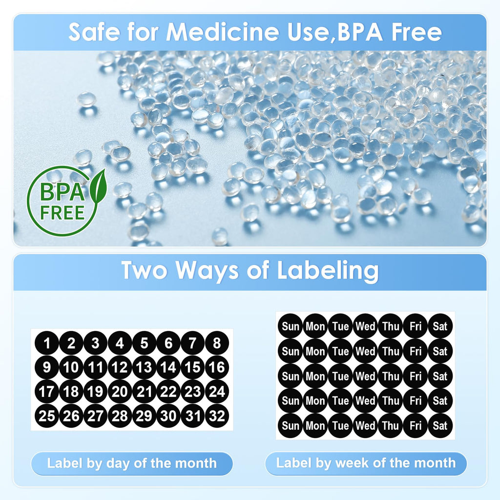 ZRFMIB Monthly Pill Organizer 2 Times a Day, 30 Day Pill Organizer with 32 Daily Pill Box and Travel Case, for Medicine, Vitamin