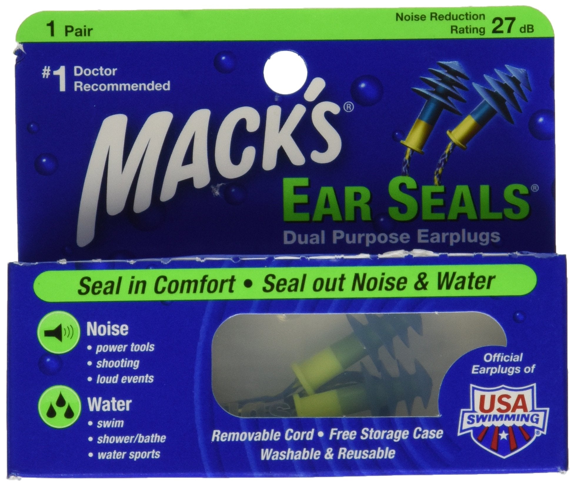 Special pack of 5 EAR PLUGS MACKS EAR SEALS 1PR