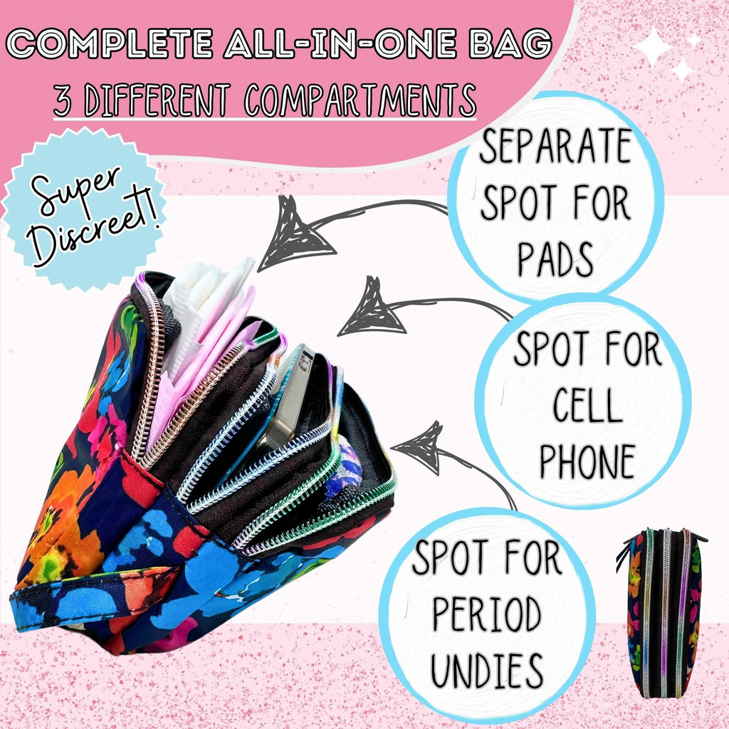 First Period Pal Pack to-Go Kit | 26 pcs | First Period Kit for Tweens | Teen Period Kit| Discrete Period Bag, Pads, Panty Liner