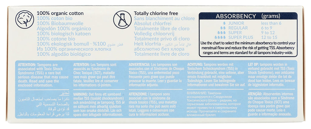 Natracare Non-Applicator 100% Organic Cotton Tampons, Regular, Totally Chlorine Free, Biodegradable and Compostable (1 Pack, 20