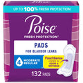 Poise Incontinence Pads & Postpartum Incontinence Pads, 4 Drop Moderate Absorbency, Regular Length, 132 Count (2 Packs of 66), P