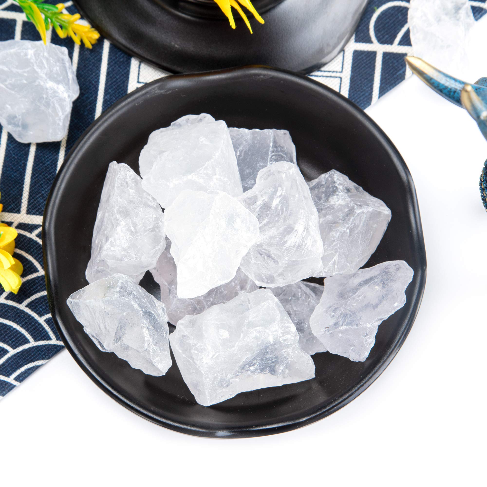 UU UNIHOM 1 lb Bulk Rough Clear Quartz Crystal for Tumbling, Cabbing, Polishing, Decoration, Wrapping,Large 1 Natural Raw Stones