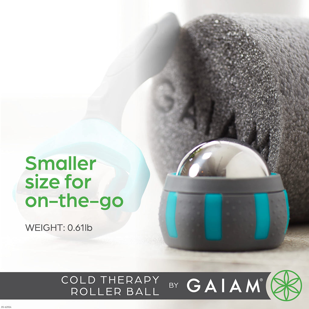 Gaiam Restore Cold Therapy Muscle Massage Roller Ball - Cryosphere Cold Massage Roller Ball, Easy-Glide Roller with Comfort Grip