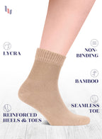 Hugh Ugoli Diabetic Socks for Men, Loose Ankle Socks Bamboo, Extra-Wide, Thin, Seamless Toe and Non-Binding Top, 4 Pairs, Beige,