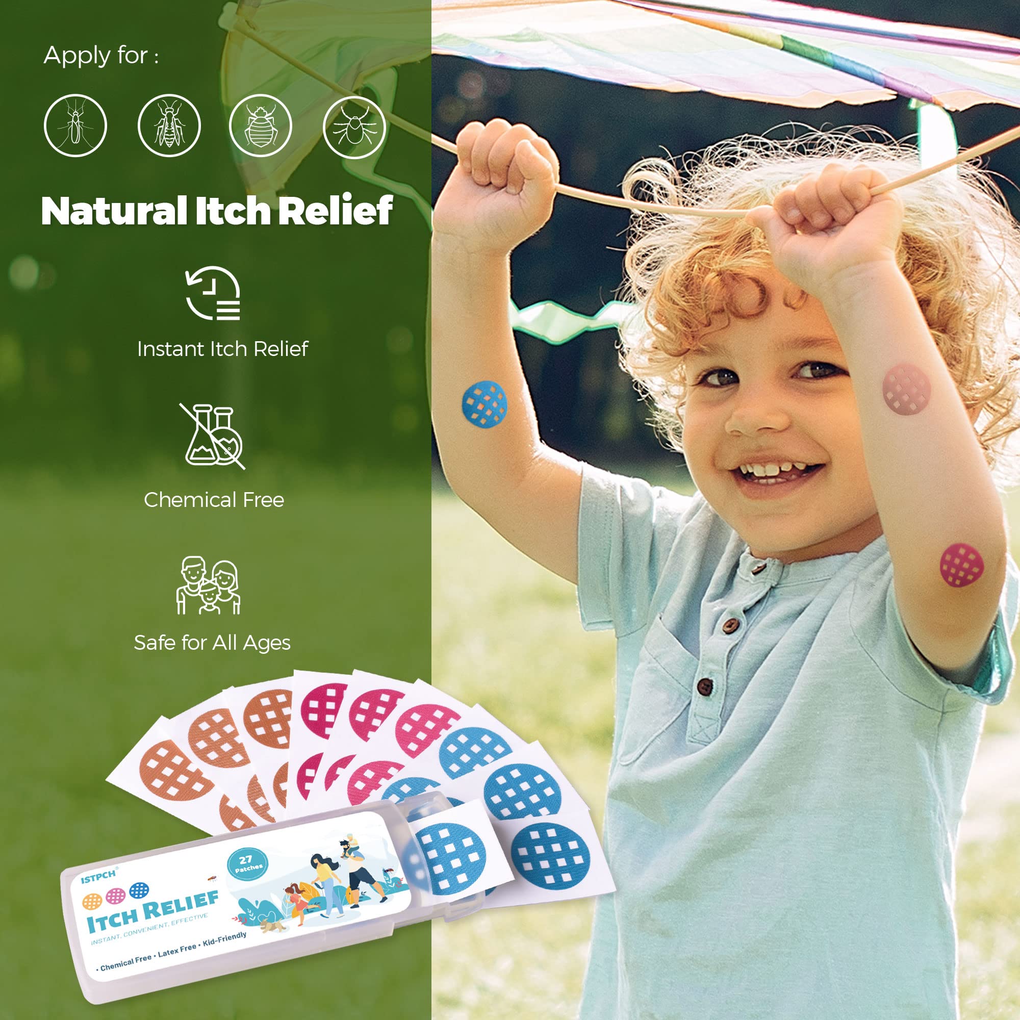 Istpch Itch Relief Patches 54 Patches, Natural Bite Itch Relief Stickers, Instant Effect, Reduces Itch & Swell, Kid Friendly (3