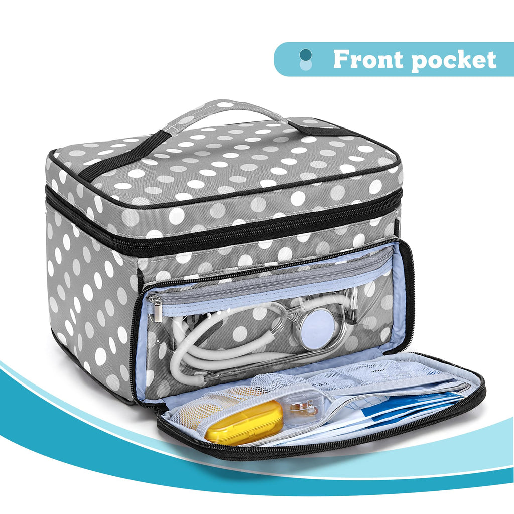 LUXJA Medicine Bag with 2 Detachable Clear Pouches, Pill Bottle Organizer with Detachable Dividers (Suitable for Home or Travel