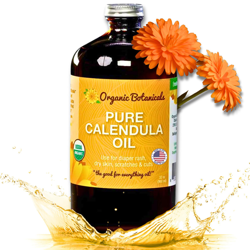 Organic Botanicals, Calendula Oil Organic for Skin- Trauma Skincare from Local Infused Calendula Flowers, Eczema Oil, Certified 