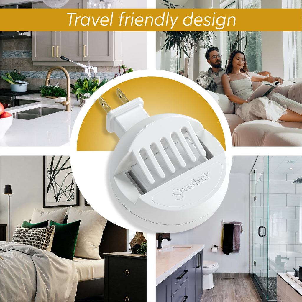 AromaHouse Scentball Plug-in Waterless & Cordless Aromatherapy Diffuser (White) with 5 Refill Pads, 1 Count