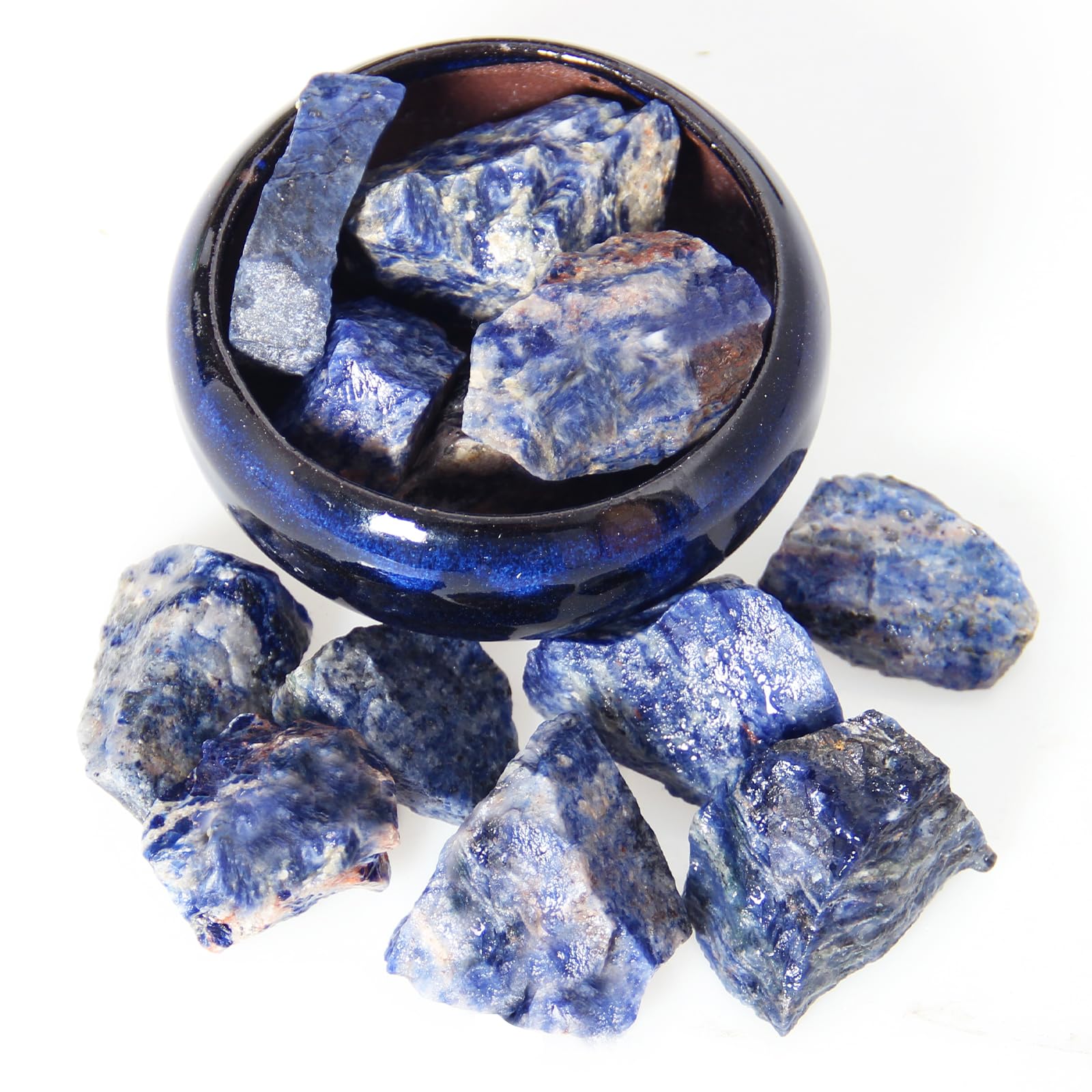 1.1lb Bulk Raw Sodalite Crystal Rough Crystal-Natural Sodalite Raw Stones Crystal for Tumbling, Cabbing, Fountain Rocks, Decorat
