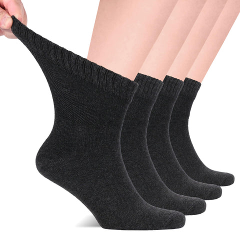 Hugh Ugoli Diabetic Socks for Men, Loose Ankle Socks Bamboo, Extra-Wide, Thin, Seamless Toe and Non-Binding Top, 4 Pairs, Charco