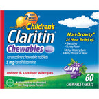 Childrens Claritin Chewables 24 HR Children Allergy Medicine, Grape, 60 Count