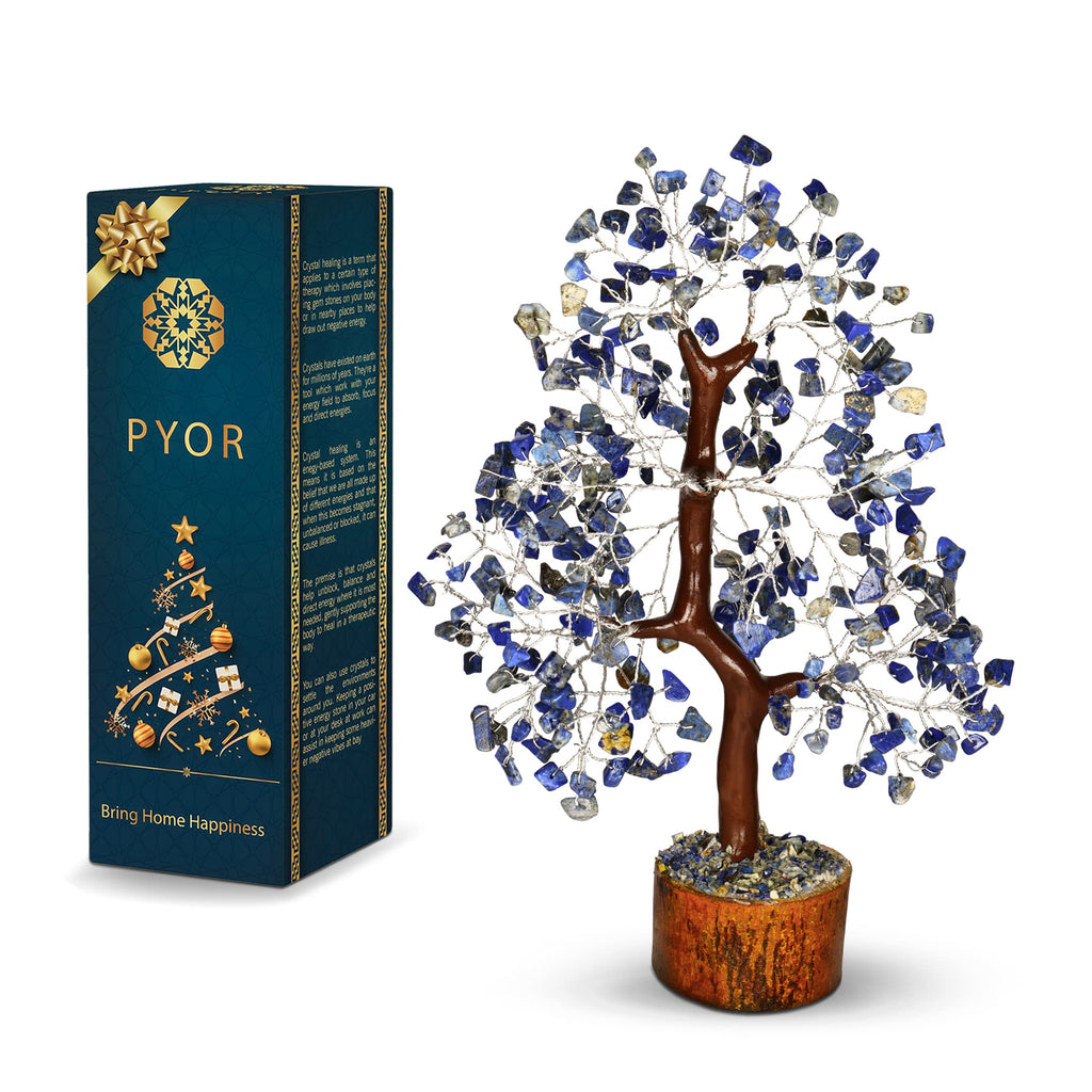 PYOR Lapis Lazuli Crystal Tree - Positive Energy Decor, Feng Shui Crystal Tree, Office Feng Shui Decor