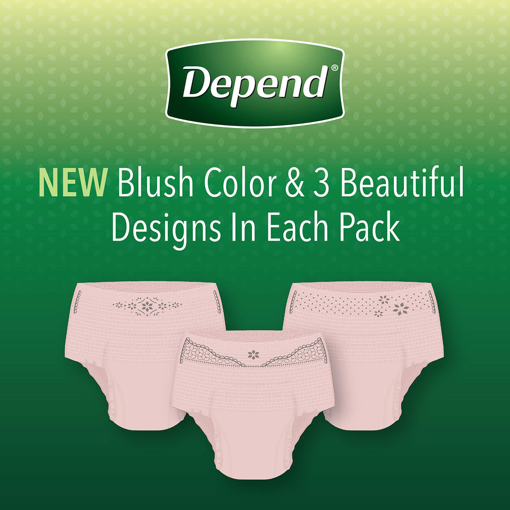Depend FIT-FLEX Incontinence Underwear for Women, Disposable, Moderate Absorbency, S/M, Blush, 84 Count (4 Packs of 21)