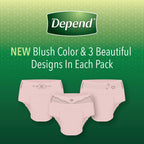Depend FIT-FLEX Incontinence Underwear for Women, Disposable, Moderate Absorbency, S/M, Blush, 84 Count (4 Packs of 21)
