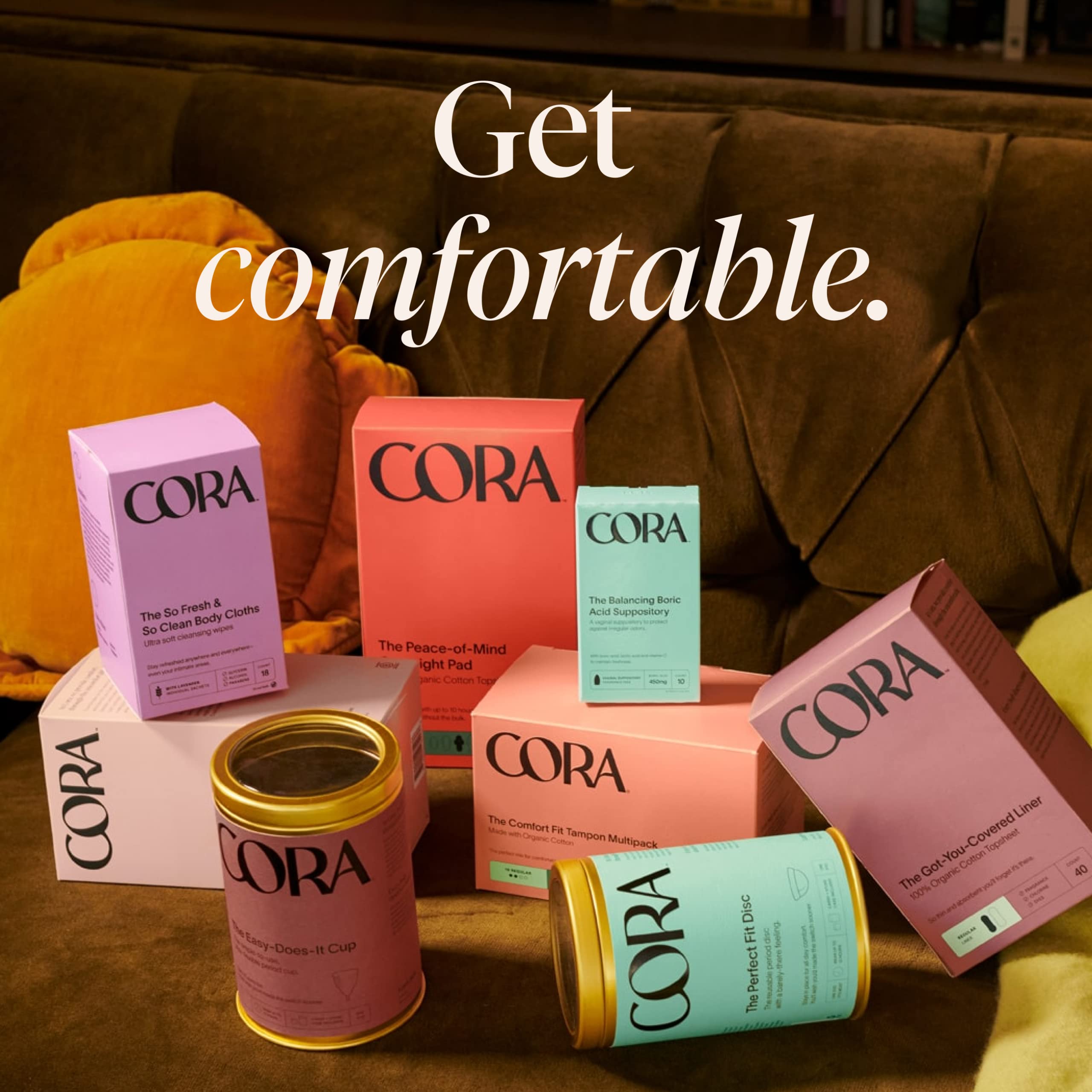 Cora 100% Organic Cotton Non-Applicator Tampons | Ultra-Absorbent, Unscented, Natural, Non-Toxic, Applicator Free | Eco-Consciou
