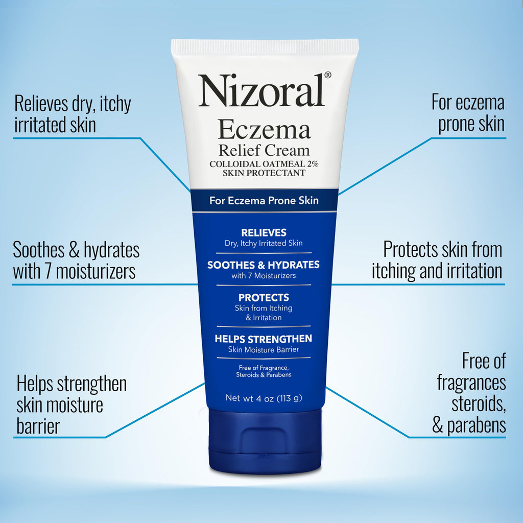 Nizoral Eczema Relief Cream- Relieves Dry, Itchy, Irritated Skin, Soothes and Hydrates with 7 Moisturizers, Colloidal Oatmeal 2%