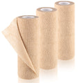 3 Pcs Self Adhesive Cohesive Wrap Bandages 6 Inches x 5 Yards Brown Non Woven Athletic Tape Breathable Self Adherent Bandage Wra