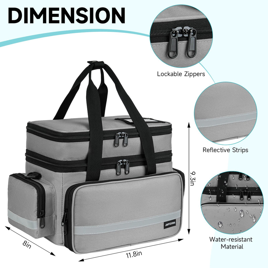 Large Pill Bottle Organizer, Double Layers Medicine Storage Bag with Lockable Zippers and Shoulder Strap,Medication Travel Bag f