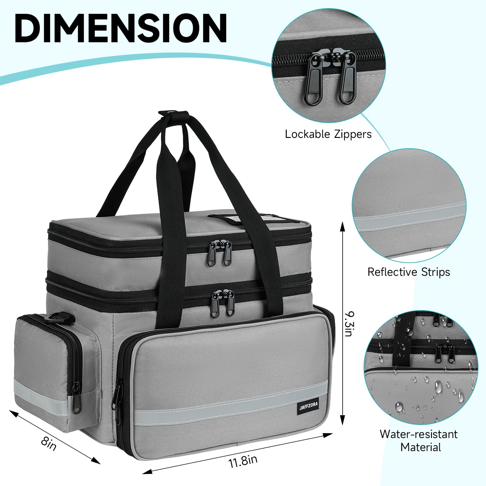 Large Pill Bottle Organizer, Double Layers Medicine Storage Bag with Lockable Zippers and Shoulder Strap,Medication Travel Bag f