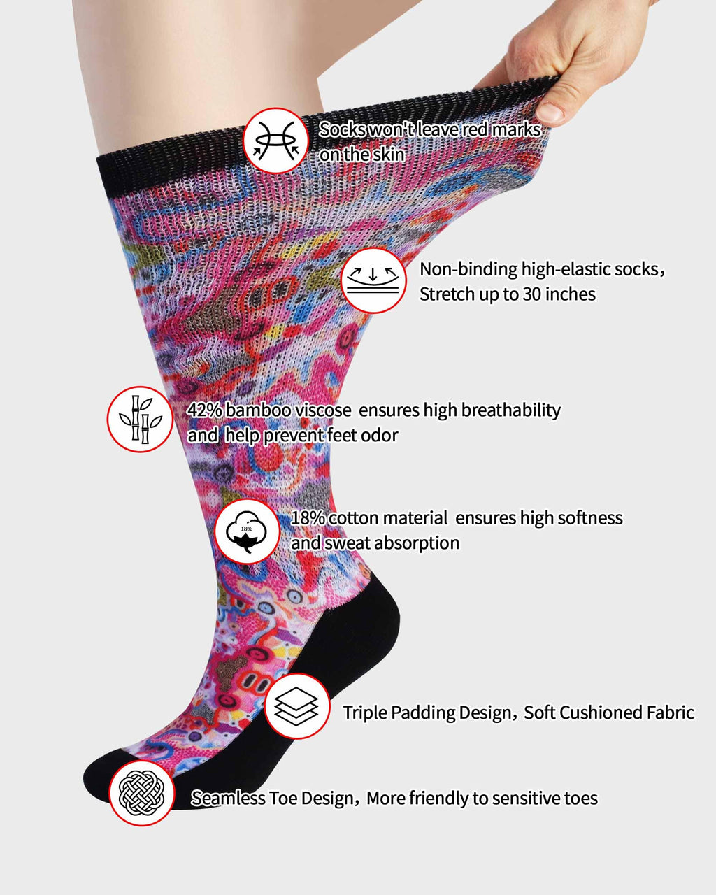 YOKEEP diabetic socks for women & men extra wide, non binding neuropathy diabetic socks for women men swollen feet