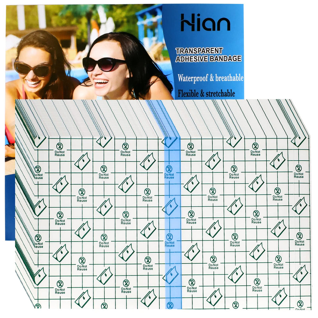Hion Tattoo Aftercare Waterproof Bandage Transparent Film Dressing 50 Pre-Cut Sheets 10 x 4 Inch Tattoo Cover Up Tape Second Ski
