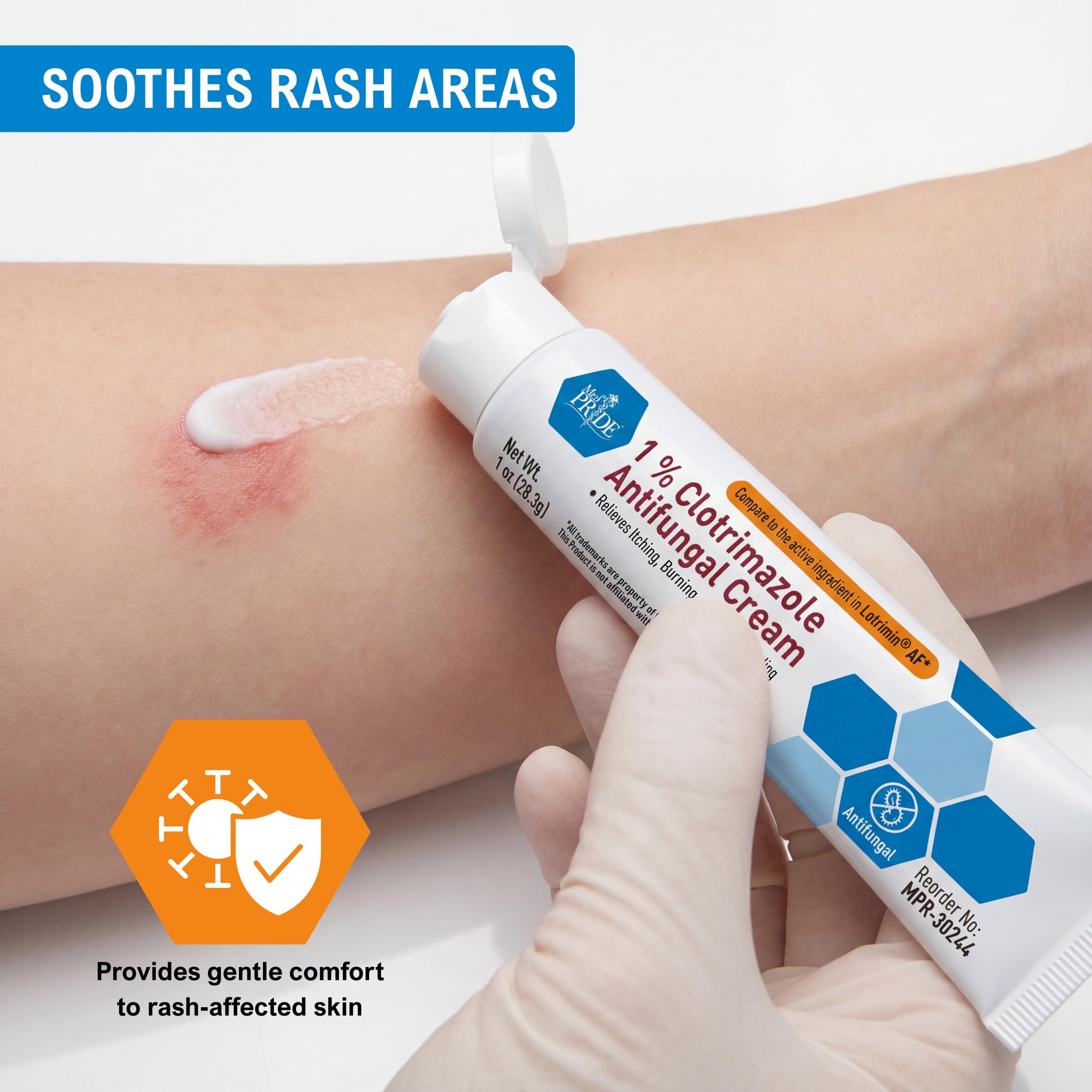 MED PRIDE 1% Clotrimazole Antifungal Cream 1oz- Fungus Skin Care Treatment with - Jock Itch Body Ointment - Fights Infection, Sw