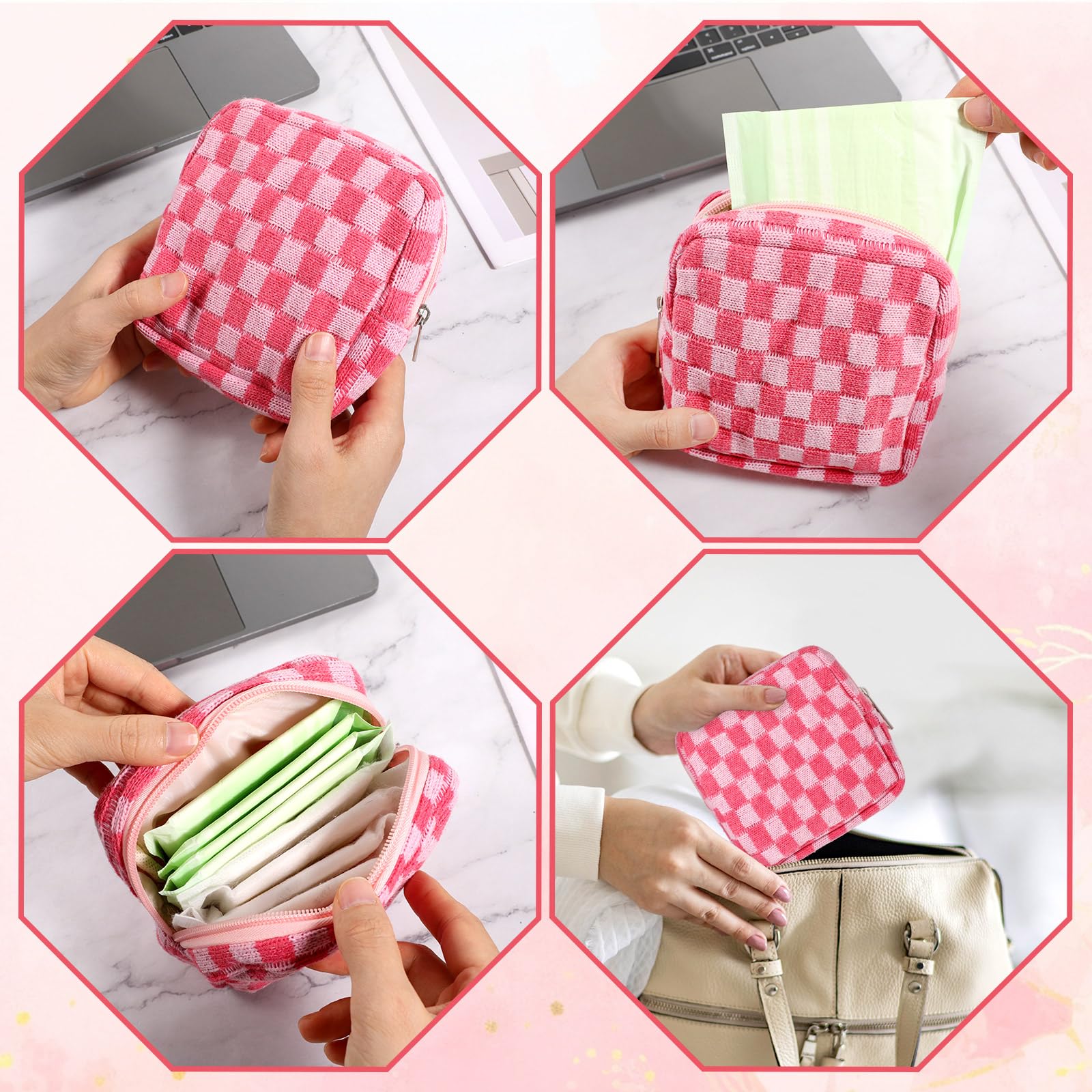 Menstrual Bags for Teen Girls, Corduroy Sanitary Napkin Storage Bag Mini Makeup Pouch Portable Period Pouch with Zipper Sanitary