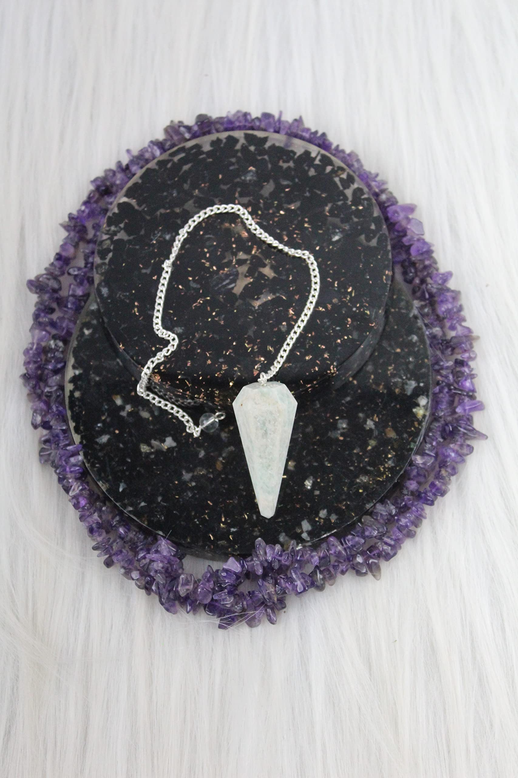 Jet Amazonite Cone Pendulum Dowsing Faceted Cone Shaped Positive Energy, Peace of Mind, Balance, Healing, Meditation Success spi