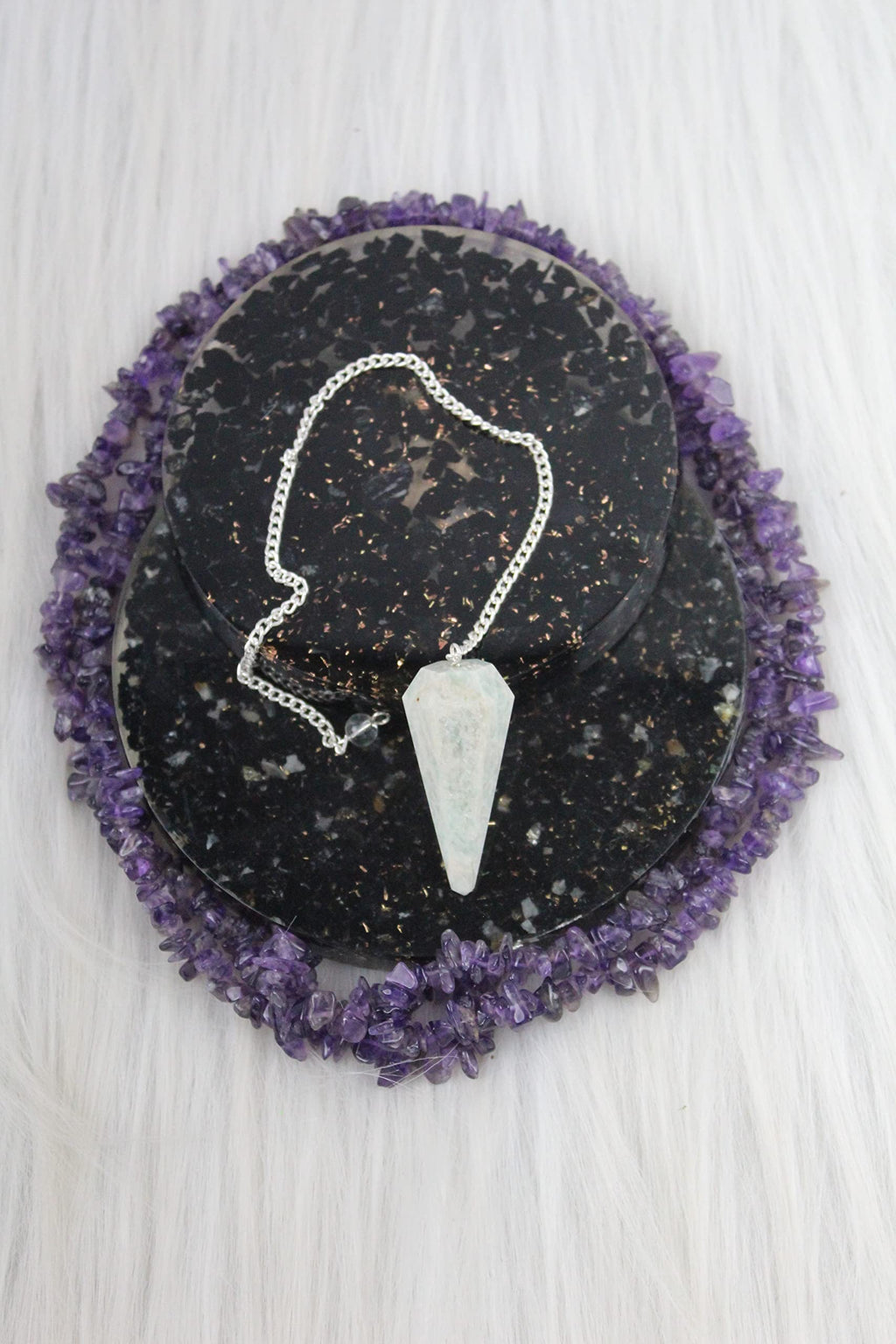 Jet Amazonite Cone Pendulum Dowsing Faceted Cone Shaped Positive Energy, Peace of Mind, Balance, Healing, Meditation Success spi