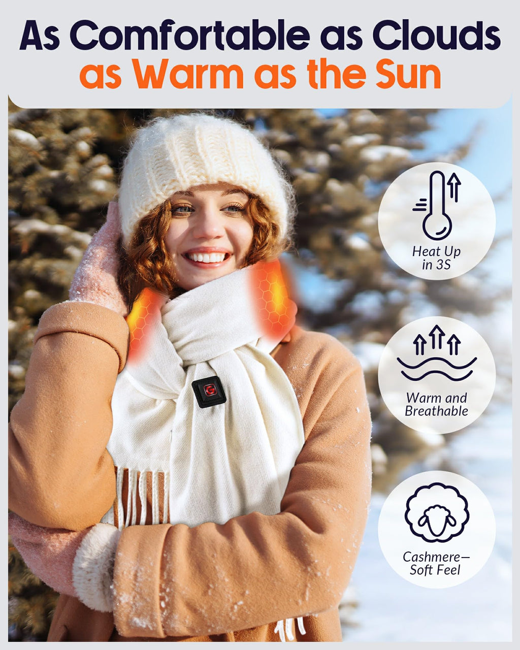 Genovega Heated Scarf Shawl Wraps for Women Portable Rechargeable Christmas Birthday Unique Idea Gifts for Mom Sister Wife Girlf