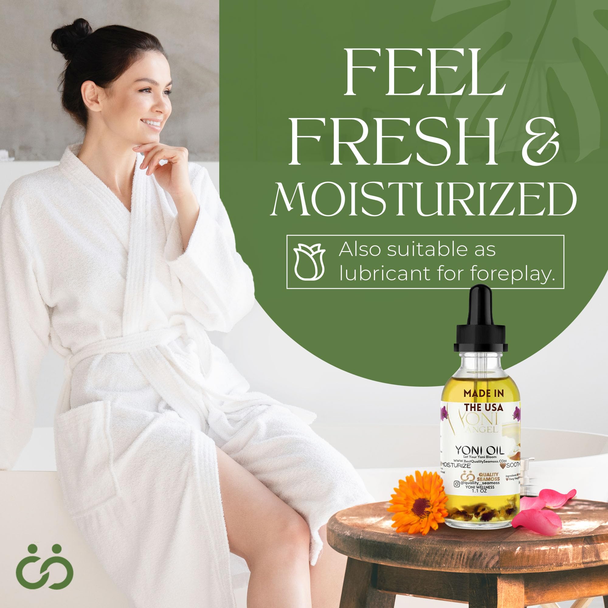 Exp12-31-2025 Natural Yoni Oil, Mint Fresh Feminine Care Oil, Reduces Odor, Restores pH Balance, All Natural, Herbal Yoni Blend