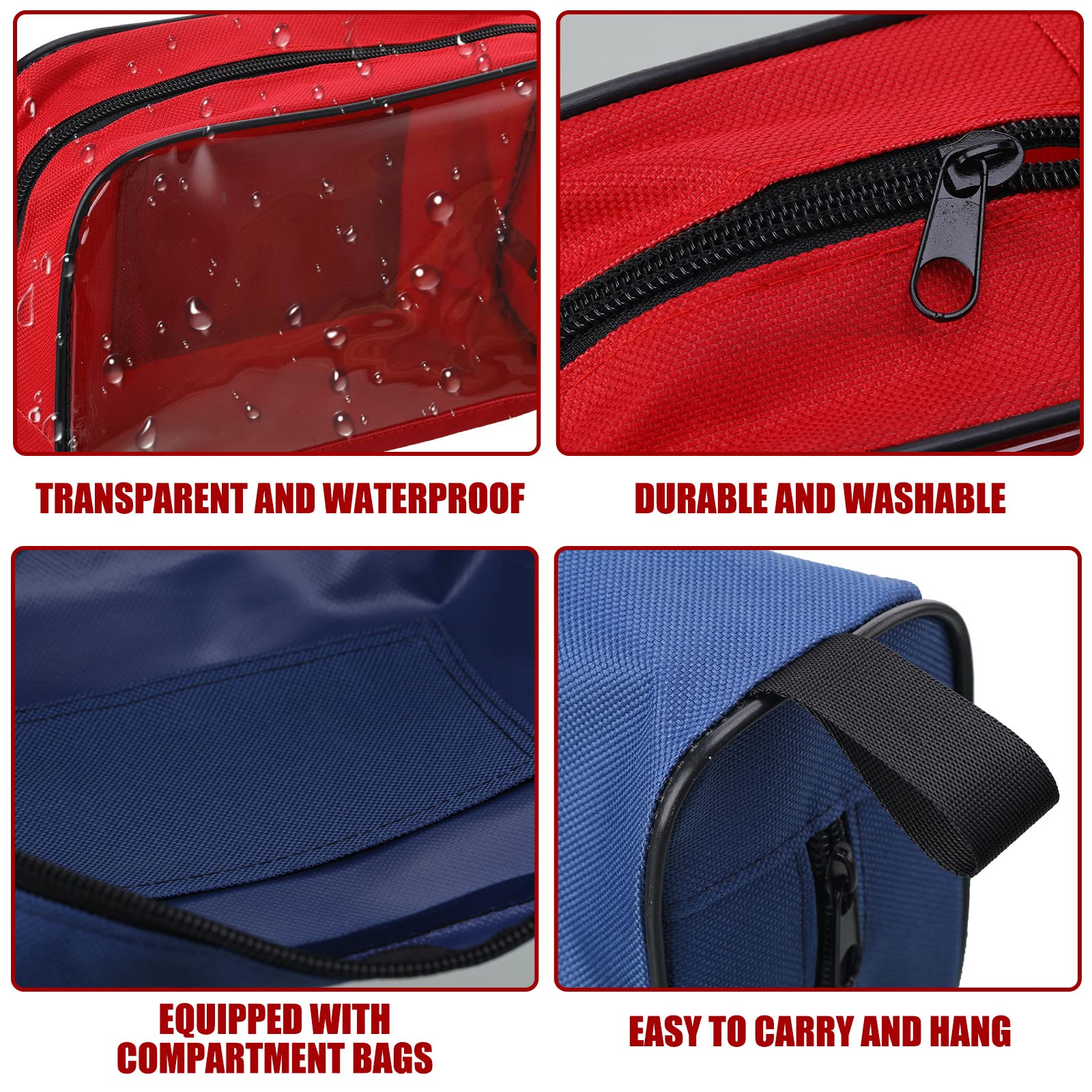 Sosation 5 Colors First Aid Kit Bag Empty Medical Kit Accessory Pouches Zippered Portable Travel Medicine Bag with Transparent W