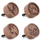 Teenyyou 4 Pcs Car Oil Diffusers Aromatherapy Passive Essential Oil Diffuser with Vent Clip Walnut Wood Round Air Freshener Port