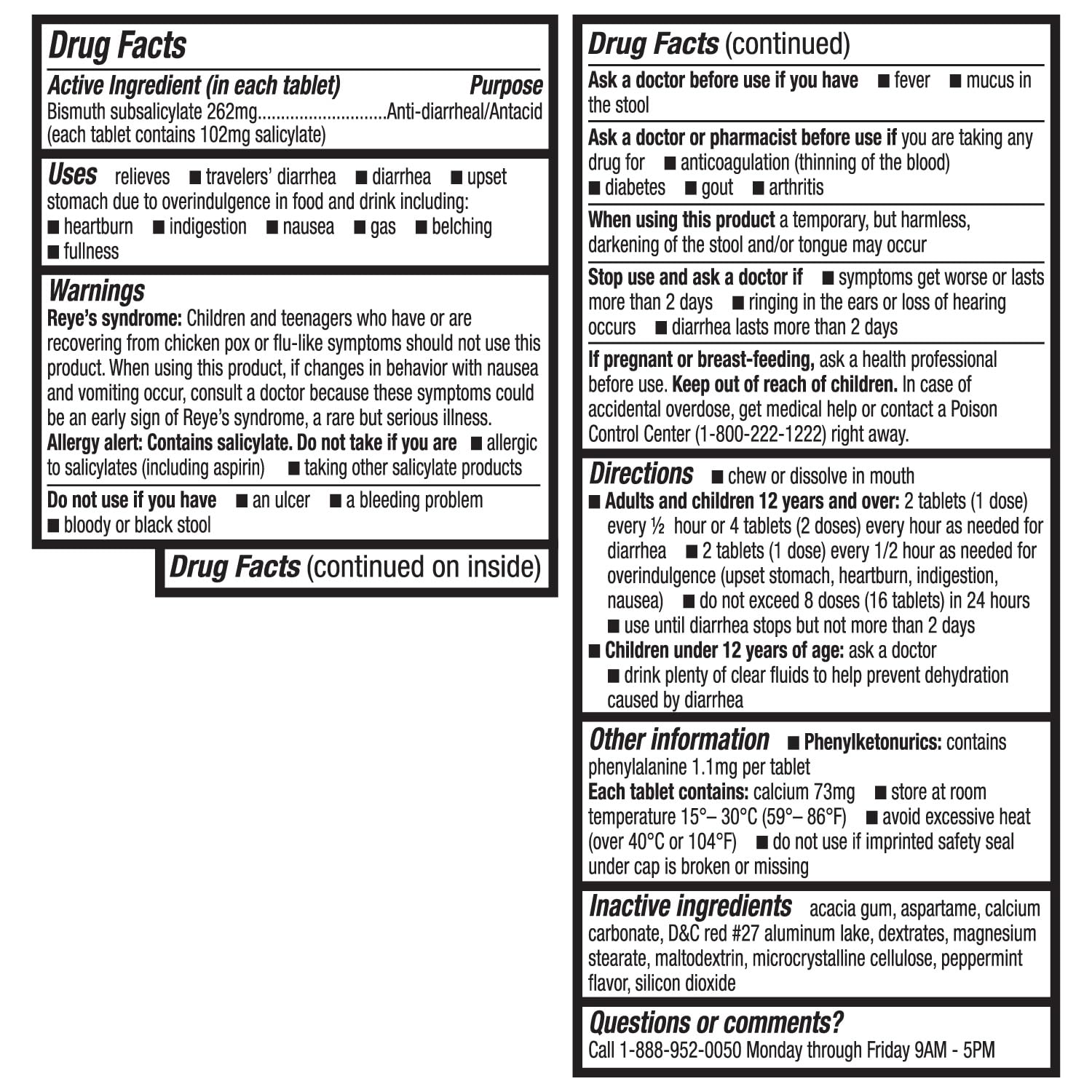 HealthA2Z Bismuth | Bismuth Subsalicylate 262mg | Multi-Symptom Relief | (50 Count (Pack of 1))